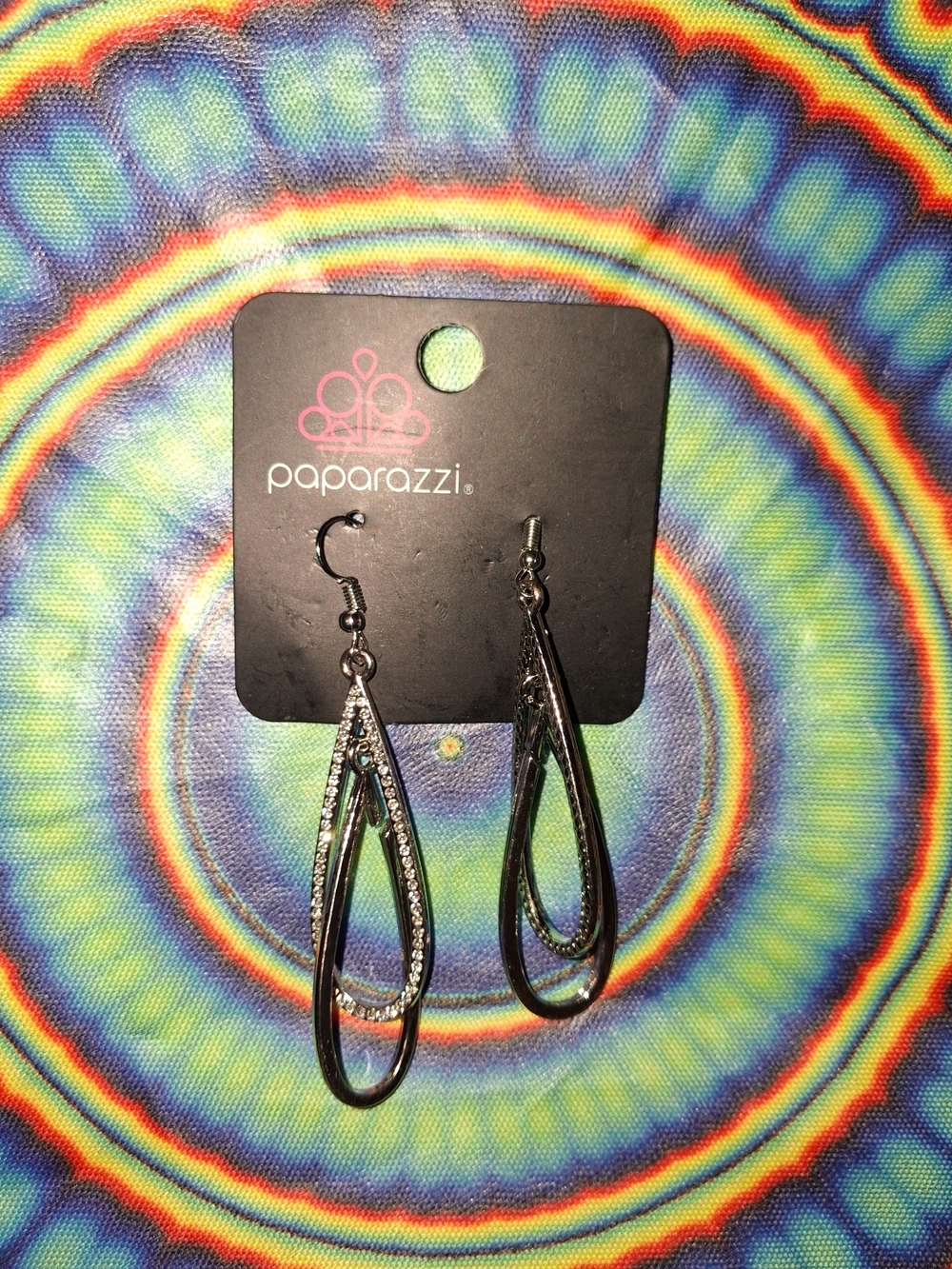 paparazzi Silver Double Loop Teardrop Dangle Earrings